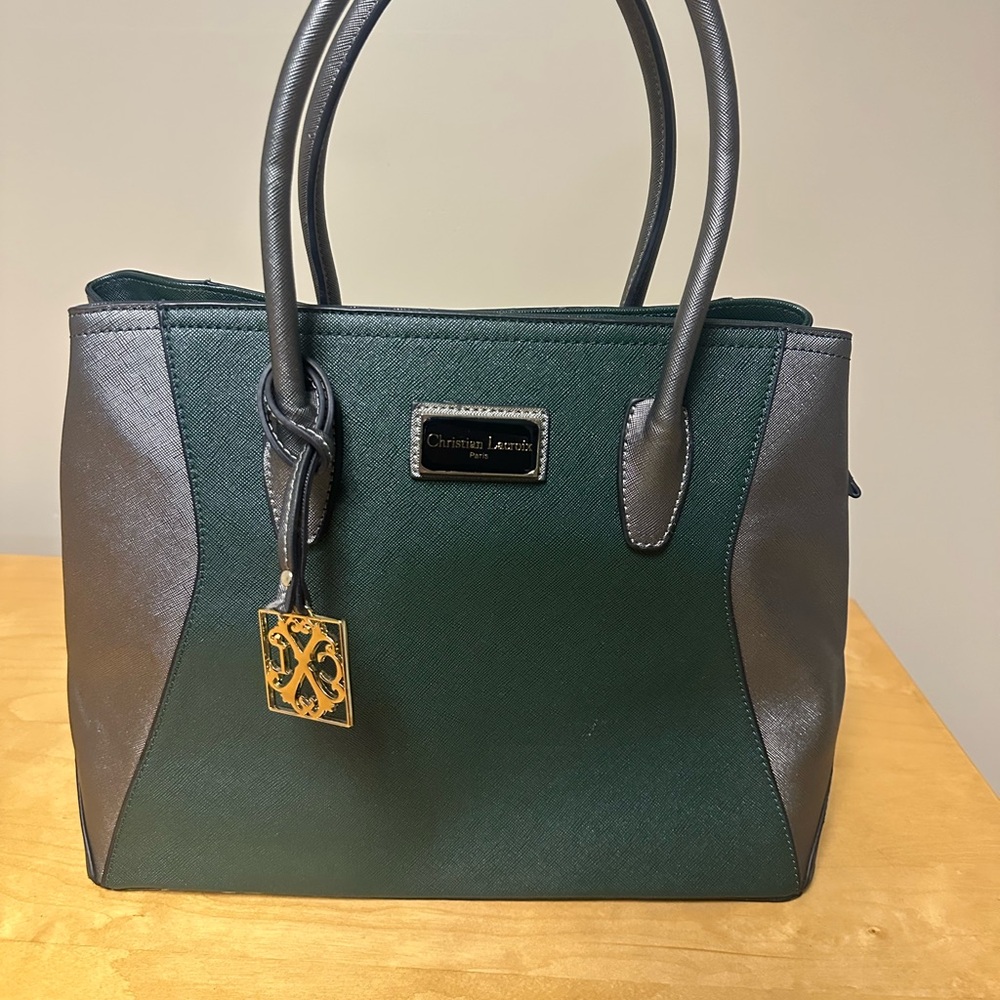 Christian Lacroix Elegant Green and Black Satchel